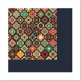 Moroccan Pattern Tiles, traditional colors Posters and Art